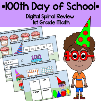 Preview of 100th Day of School 1st Grade Subtraction Google Slides | Math Facts Fluency