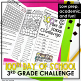 100th Day of School Activities 3rd Grade Math Challenge
