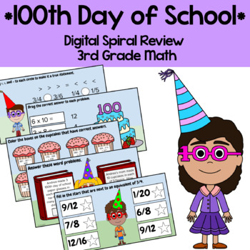 Preview of 100th Day of School 3rd Grade Multiplication Google Slides | Math Facts Fluency