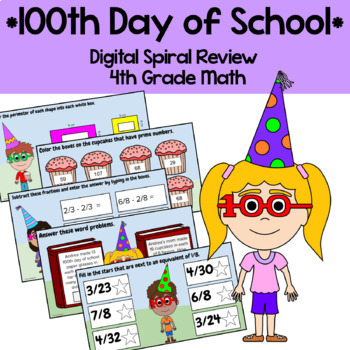 Preview of 100th Day of School 4th Grade Multiplication Google Slides | Math Facts Fluency