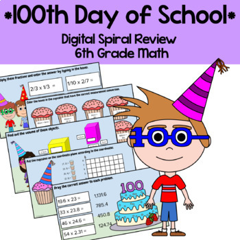 Preview of 100th Day of School 6th Grade Decimals Multiplication Google Slides | Math Facts