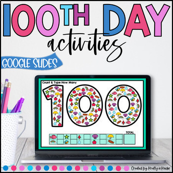 Preview of 100th Day of School Activities Google Slides Digital Games for Kindergarten & 1