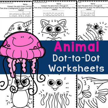 Preview of Ocean Animals Connect the Dots - Dot to Dot Skip Counting by 2, 5, 10 Worksheets