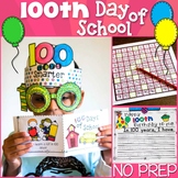 100th Day of School Activities Hat Glasses Crafts Math Wri