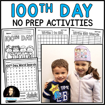 100th Day of School Activities NO PREP 100 Days Word Search Crown Ribbon