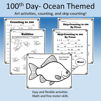 Preview of 100th Day of School Activities- Ocean Themed Math