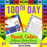 100th Day of School Activities | Read and Color Following 