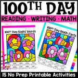 100th Day of School Activities | Reading & Math | No Prep