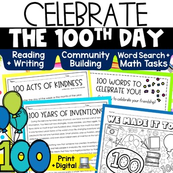 Preview of 100th Day of School Activity Reading Writing Math Upper Elementary 3rd 4th Grade