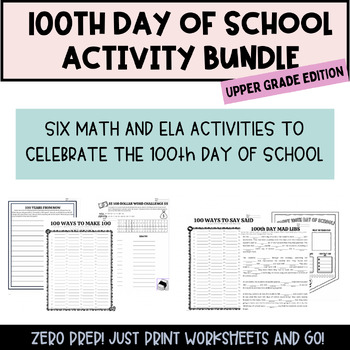 Preview of 100th Day of School Activities Upper Elementary