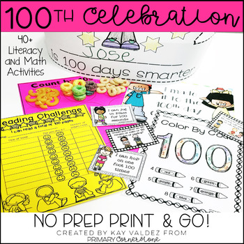 Preview of 100th Day of School NO PREP Activities-100th Day Math-100 days of school