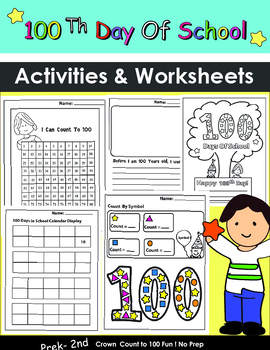 100th Day of School Activities and Worksheets Crown Counting to 100 Fun ...