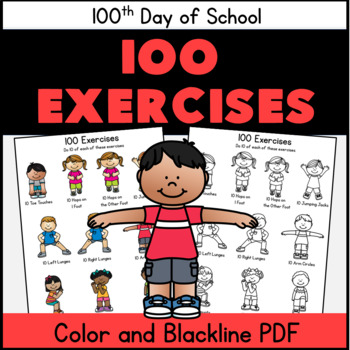 Preview of 100th Day of School Activity 100 Exercises