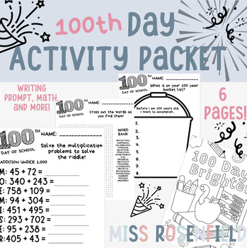 Preview of 100th Day of School Activity Packet | NO PREP! | Upper Elementary