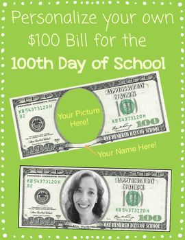 Preview of 100th Day of School Bill for Personalizing
