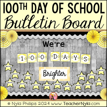 Preview of 100th Day of School Bulletin Board | 100 Days Brighter | Star Theme