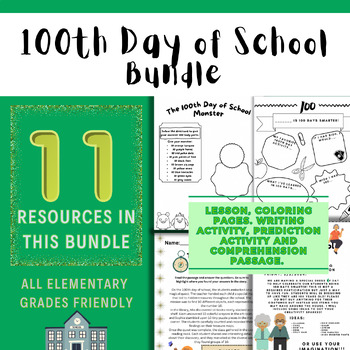 Preview of 100th Day of School Bundle | Passages| Crown | Math Sort | Get to Know Me |