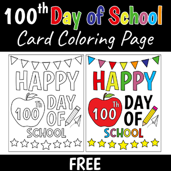Preview of 100th Day of School Card Coloring Page [ 100th Day of School Activities ]
