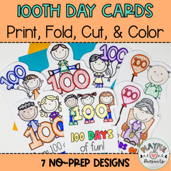 100th Day of School Cards by Playful Pursuits | TPT