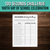 100th Day of School Celebration | 100 Second Challenge Activity