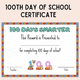 100th Day of School Certificate