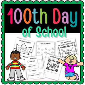 100th Day of School - Certificate Hat and Math Activities by IYear Studio