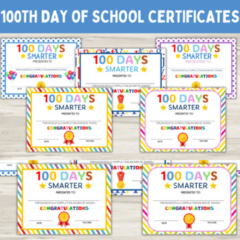 Preview of 100th Day of School Certificates