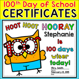 Wise Owl 100th Day of School Certificates