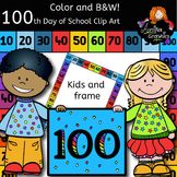 100th Day of School Clip Art-Color and B&W. FREE!