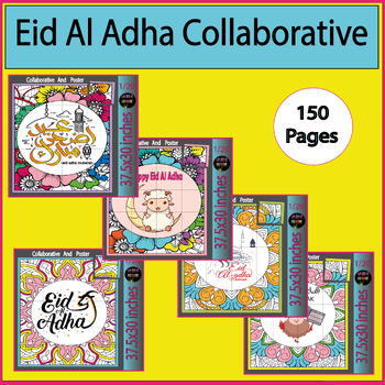 Preview of Happy Eid Al Adha Collaborative Bulletin Board Coloring Pages Activity Bundle