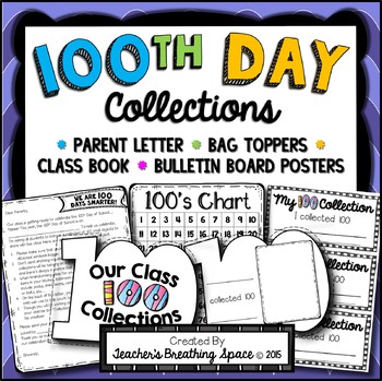 Preview of 100th Day of School Collections | Parent Letter, Class Book, Bag Topper, Display