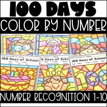 100th Day of School Color By Number - No Prep by Taylor Teaching Littles