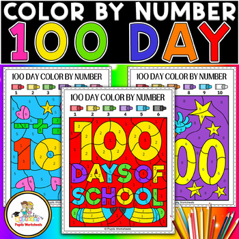 100th Day of School Color by Number Worksheets | Fun Math Color by ...