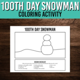 100th Day of School Coloring Activity: Design a Snowman Printable