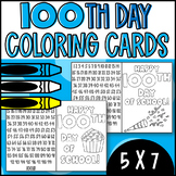 100th Day of School Coloring Cards: Foldable 5 by 7