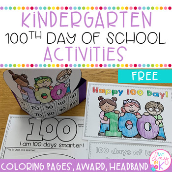 Preview of 100th Day of School Activities | Coloring Sheets & Headband | Freebie