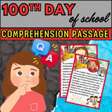 100th Day of School Comprehension Passage - New Year 2024 Winter