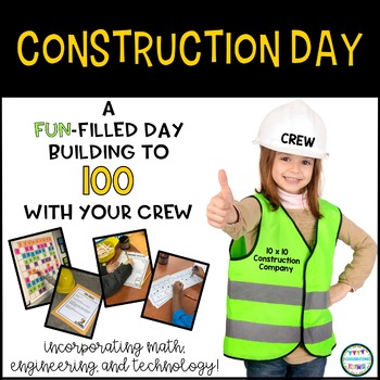 Preview of 100th Day of School Construction Day | STEM & Math Activities & Printables