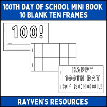 Preview of 100th Day of School Counting MINI BOOK | Fill in 10 Ten Frames | K/1st Math