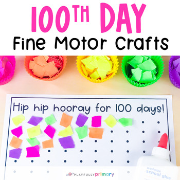Preview of 100th Day of School Crafts, Fine Motor Journal Tear Art + Qtip Painting
