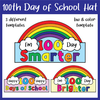 Preview of 100th Day of School Crowns Hats Crown Craft | 100 Days Smarter Hat Kindergarten