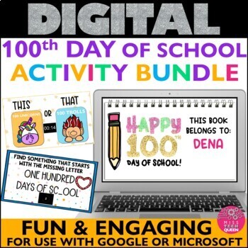 Preview of 100th Day of School Digital BUNDLE Hundredth Day Activities Games Booklet