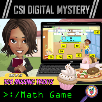 Preview of 100th Day of School Digital CSI Math Mystery Game - Escape Room - Differentiated