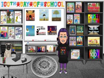 Preview of 100th Day of School  Digital Library, Songs and Craft Room 