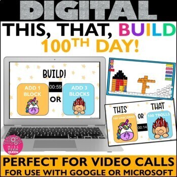 Preview of 100th Day of School Digital This or That STEM Building Game Activities 100