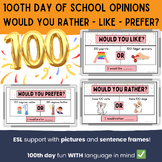 100th Day of School Opinions ESL - Would You Rather Like P