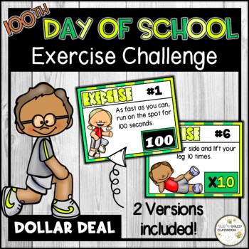 Preview of 100th Day of School Exercise Challenge - 100th Day Workout Activity