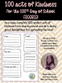 100th Day of School Freebie 100 Acts of Kindness