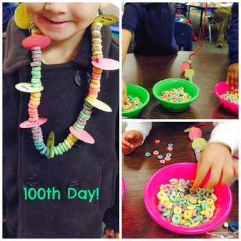 100th Day of School Fruit Loop Necklace Ten Tags FREEBIE by Daisy Designs