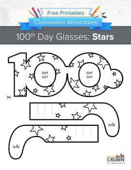 Preview of 100th Day of School Glasses Stars